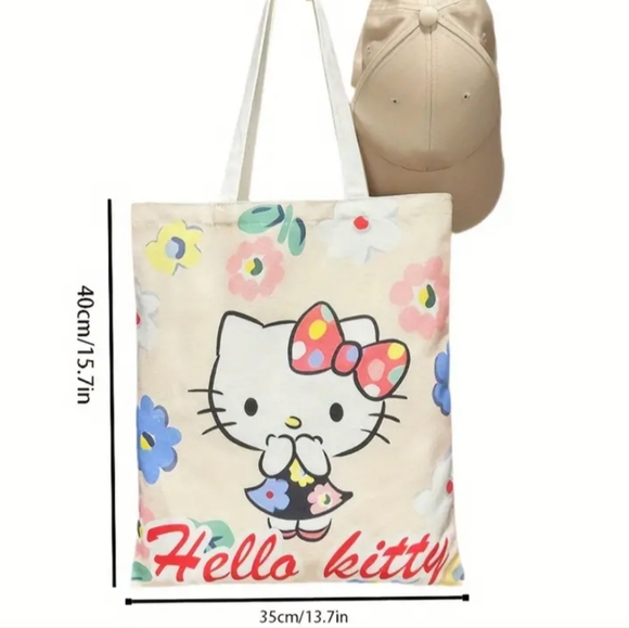NEW Hello Kitty Barbiecore Pink Tote Canvas Bag-(#1,407) - Picture 2 of 3